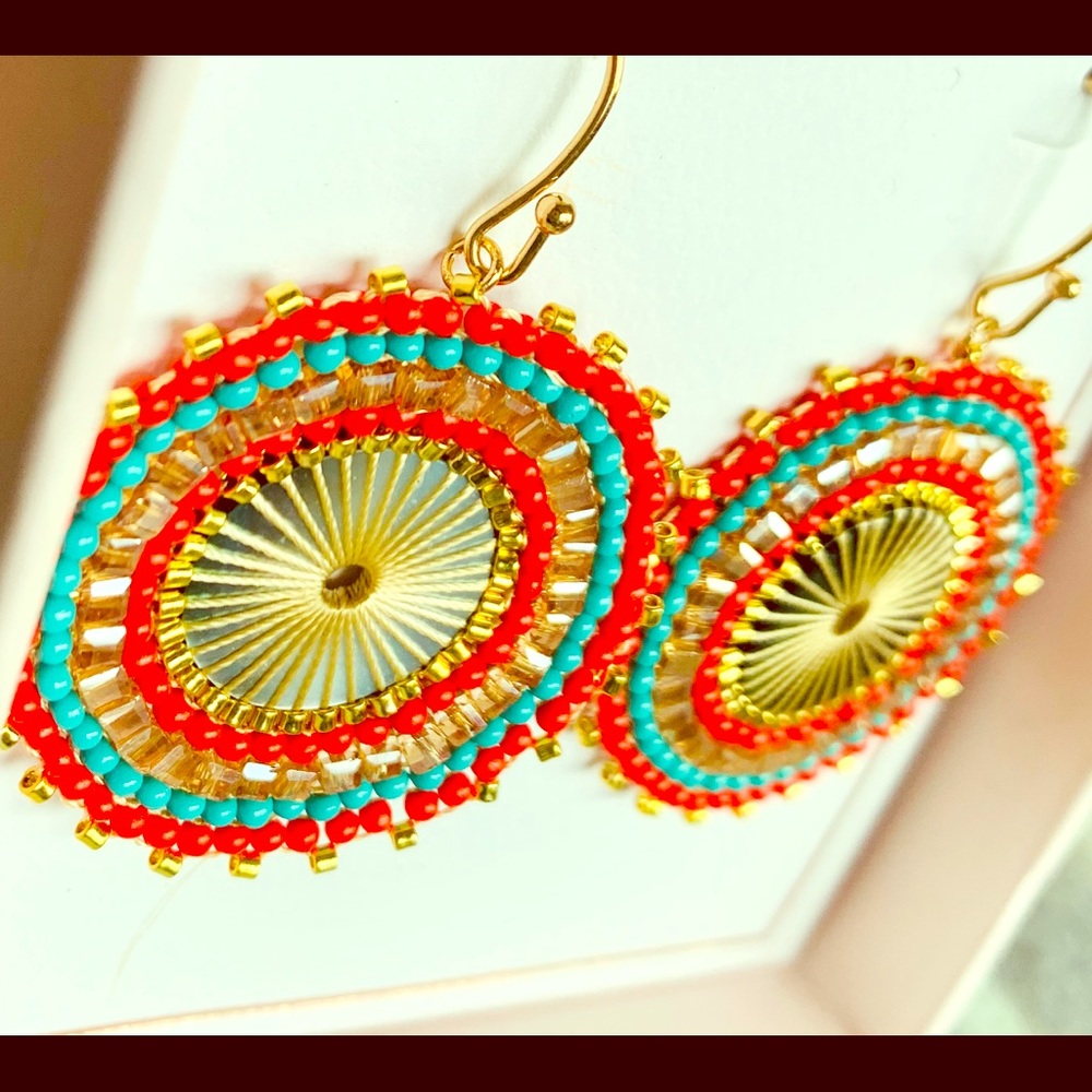Beautiful beaded Earrings Teal, Orange and…